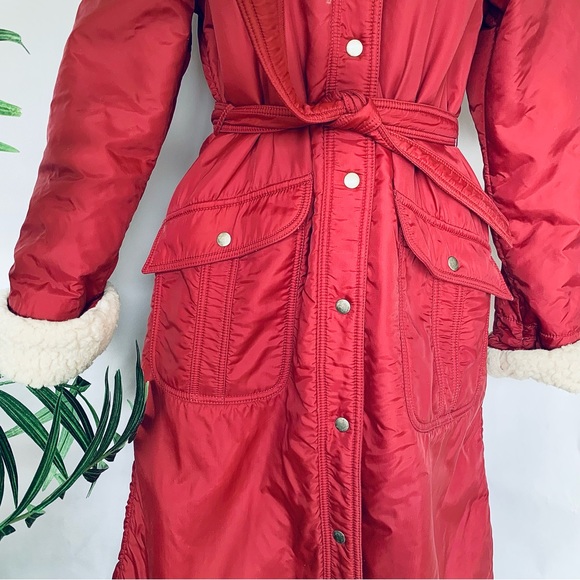 v i n t a g e :: Puffy Penny Lane Sherpa Longline Hooded Belted Coat - Picture 13 of 16